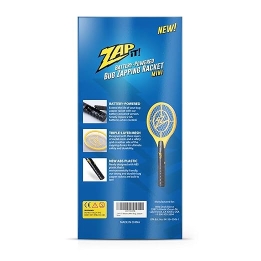 ZAP IT! Electric Fly Swatter Racket - 3,500 Volt Bug Zapper Racket - Battery-Powered Fly Zapper and Mosquito Racquet Zappers with AA Batteries Included - Lightweight and Compact for Indoors or Outdoor