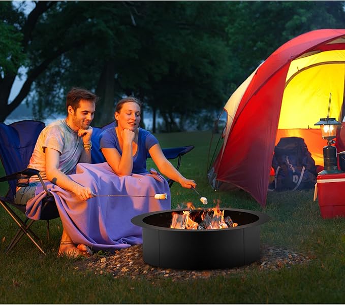 Stanbroil Outdoor Fire Pit Ring 36 Inch Outer/30 Inch Inner Diameter, 2mm Thickness Steel Round Wood Burning Firepit for Outside, DIY Fire Ring Liner Insert for Above or In-Ground Backyard Bonfire