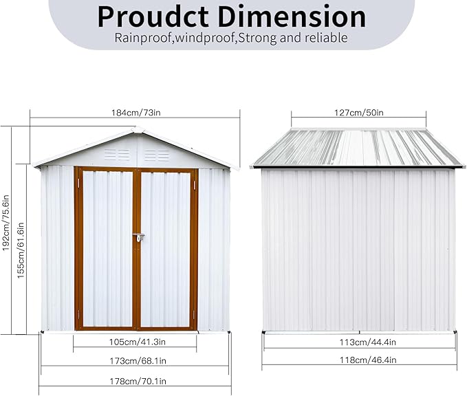 6FT x 4FT Outdoor Metal Storage Shed, Apex Roof Garden Shed with Durable Steel Construction – Weather-Resistant Tool Shed for Backyard, Patio & Lawn (Lockable, Easy Assembly)