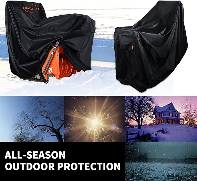 HOMEYA Snow Blower Cover, 600D Snowblower Cover Waterproof Heavy Duty Snow Thrower Outdoor Protection Universal Fit Two Stage Snow Blowers for Ego Toro Ariens Cub Cadet Troy Bilt Craftsman Husqvarna