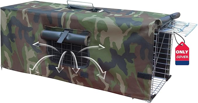 Live Animal Trap Cage Cover, Cage Covers for Small Animal Trap Cage, Feral Cat Trap Covers for 1-Door Humane Animal Trap Cage 32" x 10" x 12"(Camouflage, Only Cover)