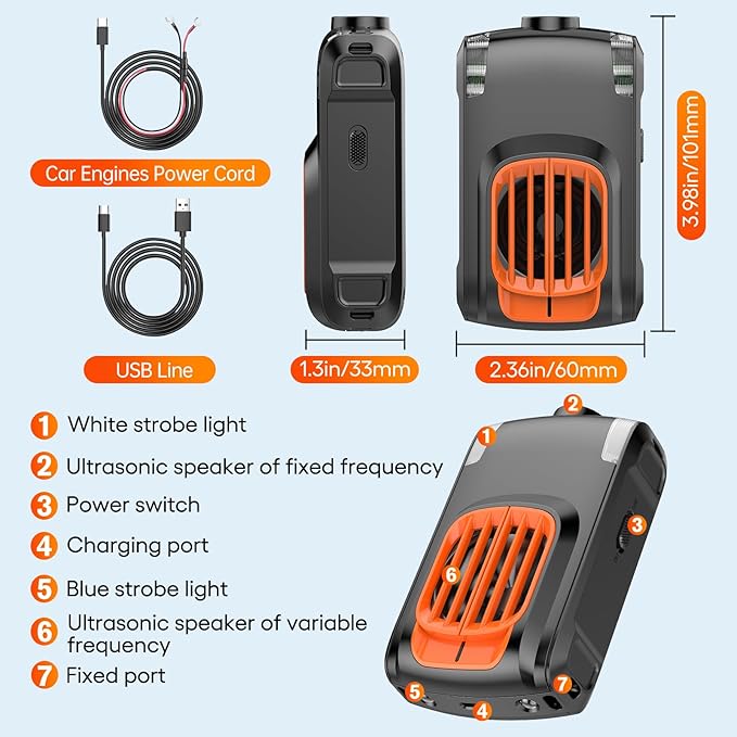 Ultrasonic Mice Repellent Indoor, 2 Pack Rodent Mouse Repellent Plug in, Electronic Rat Pest Bat Deterrent with 4 Strobe Lights, Rodent Repellent for Car Engines, House, Garage, Barn, Kitchen, Attic