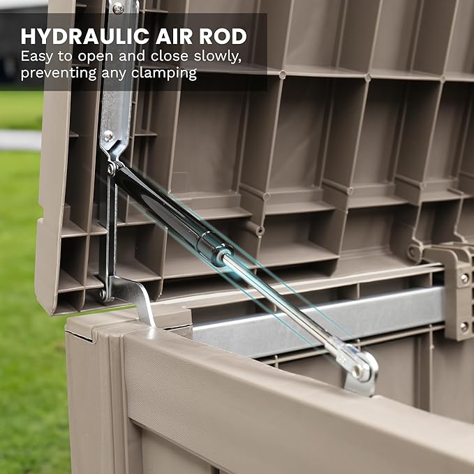 Outdoor Storage Box, 180 Gallon Deck Boxes Outdoor Waterproof, Resin Waterproof Deck Box for Patio Furniture Outdoor Cushions Garden Tools and Pool Storage (Light Brown,180 Gallon-)