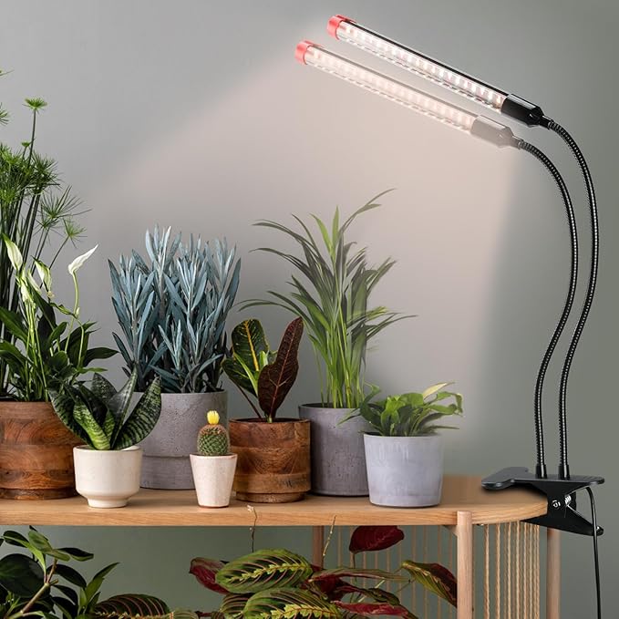 Gamechanger! 18W Power Home Plug, NOT 10W Adapter, FECiDA 2Head Clip Grow Lights for Seed Starting with Timer, Enough Bright Like Sun Full Spectrum Grow Lights for Indoor Plants, Bonsai, Seedlings