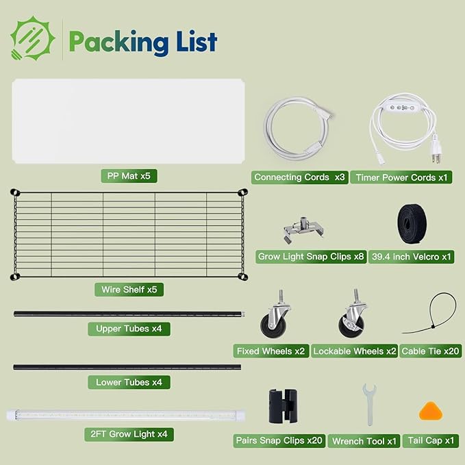 FREELICHT Plant Stand with Grow Light, 5 Tier Adjustable Plant Shelf with 4-Pack 30W LED Grow Lights, 2FT 5000K Full Spectrum Plant Light with Timer for Seedling, Seed Starting (29.5"x13.8"x61.5")