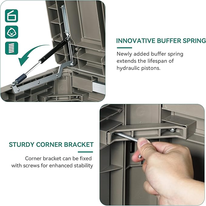 YITAHOME 230 Gallon Large Outdoor Storage XXL Deck Box for Patio Furniture, Outdoor Cushions, Garden Tools and Sports/Pools Equipment, Waterproof Resin, Lockable, Taupe