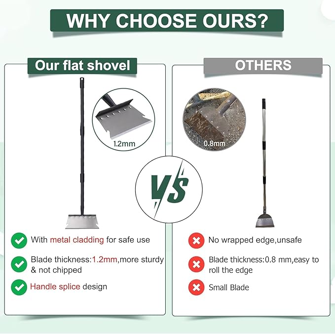 Garden Cleaning Shovel, Snow Shovel, Ice Scraper, 59 Inch Adjustable Handle Heavy Duty Garden Shovel Multifunctional Cleaning Shovel, for Lawn Edging, Scraping, Weed and Ice Removal