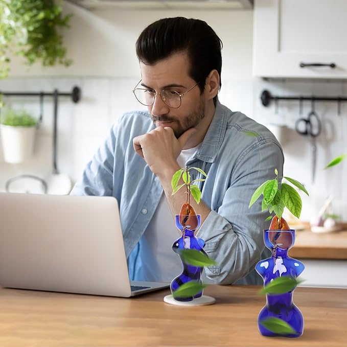 Propagation Vases for Plants Plant Propagation Jars Unique Body Avocado Vase Glass Planter Perfect for Seed Starting Water Rooting and Home Decor Gift for Father