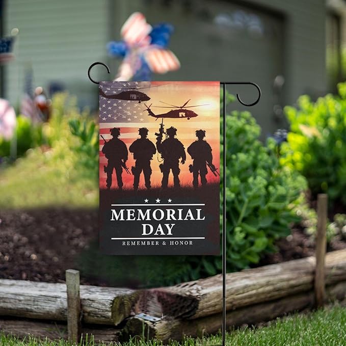 Kcldeci Memorial Day Soldier Welcome Garden Flag 12x18 Inch Yard Flags Large Vertical Double Sided House Flag Seasonal Outside Decor for Yard Farmhouse