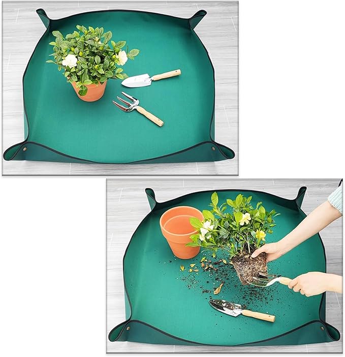 Repotting Mat - Enhance Your Indoor Gardening Experience! Waterproof Oxford Fabric Plant Mat, 29"x 29", for Mess Control and Transplanting. Foldable Portable Gardening Mat and Potting Tray