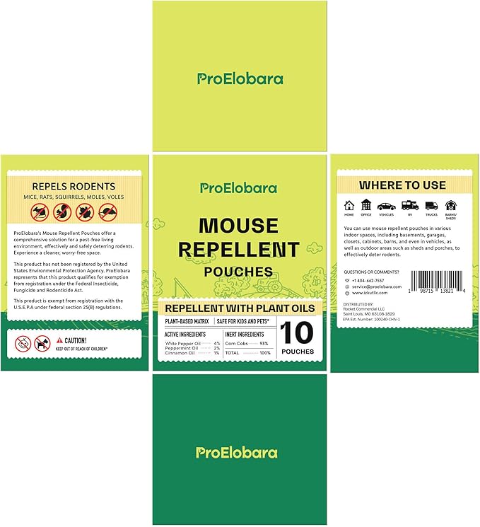Mouse Repellent Pouches with Peppermint Oil: Natural Rodent Repellent Indoor to Get Rid of Rats, Mice, Squirrels - Safe for Pets and Kids, Rat Repellents for House, Car, Outdoor