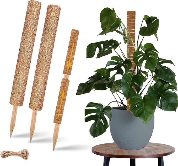 Moss Pole, 2 Pack 17 Inch Monstera Plant Support for Climbing Plants Accessories Indoor, Stackable Moss Poles Plant Support Stakes, Coir Plant Pole Sticks for Potted Plants, Pothos, Philodendron