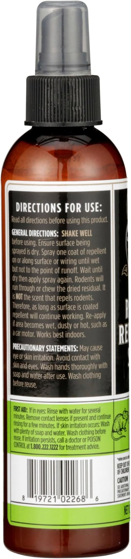 Grandpa Gus's Mouse Repellent Spray, Peppermint & Cinnamon Oil Formula, Repels Mice & Rats from Nesting, Chewing in Homes/RV, Boat/Car, Storage & Wiring, 8 fl oz (2 Bottles)