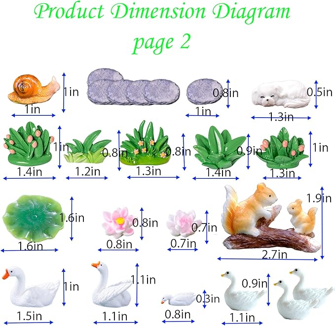 Miniature Fairy Garden Accessories, 36 Pieces Miniature Resin Figurines for Plant Pots, Backyard, Lawn, Micro Landscape, Dollhouse, Terrarium