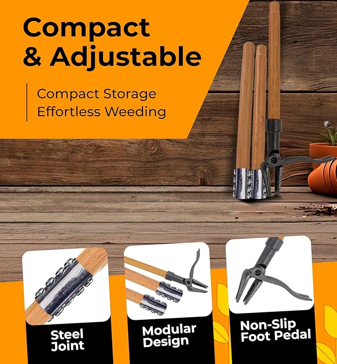 Stand Up Weed Puller Tool with Long Handle - Dandelion Weeding Tool, No More Bending