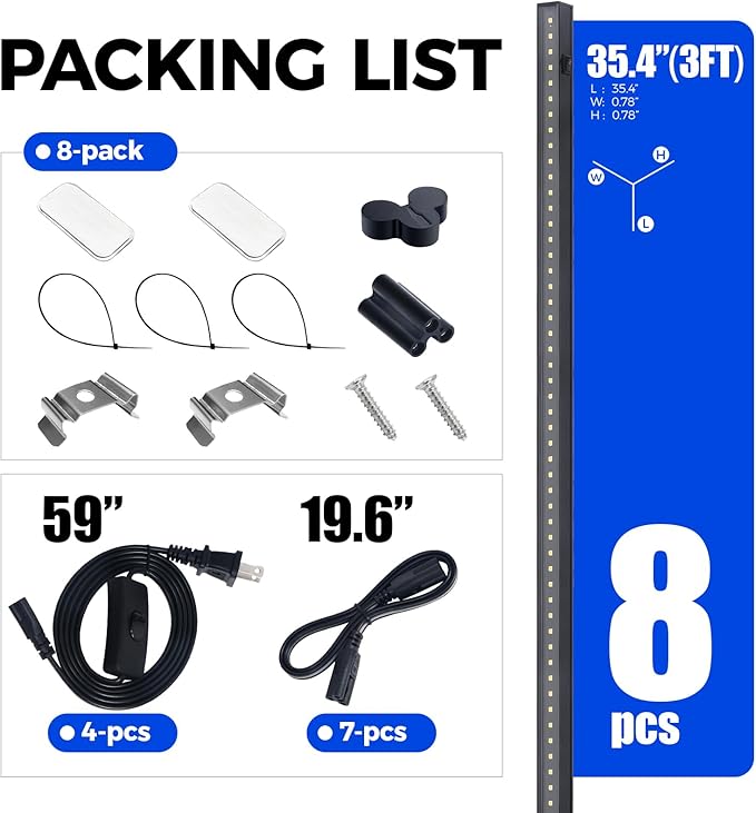 Barrina T5 Plant Lights for Indoor Growing, 3FT 128W (8 X 16W) Led Grow Light with Magnetic Design, Full Spectrum Grow Light Strip with Black Cover, Plug and Play, 5000K, 8 Packs