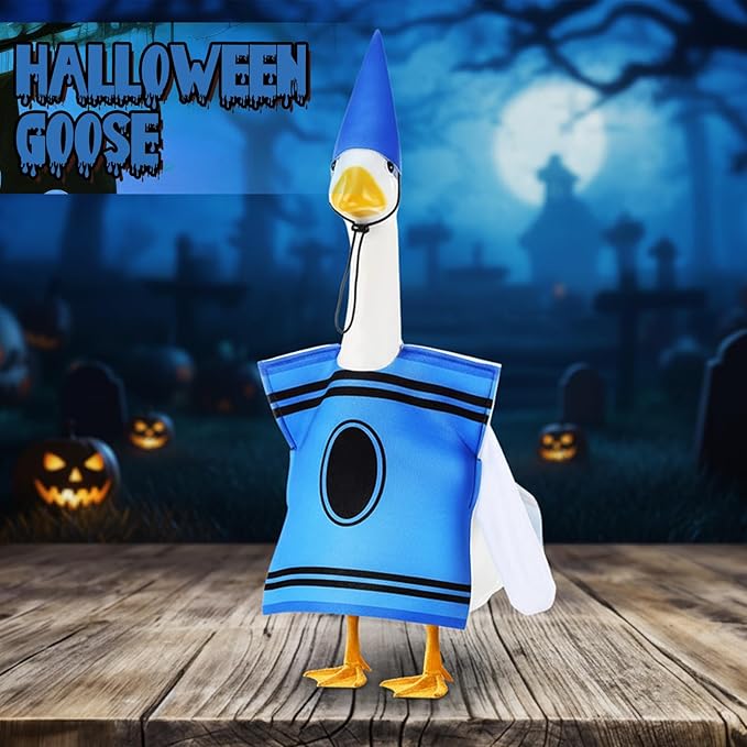 Geyoga Halloween Goose Crayon Costume Porch Goose Outfits 23" Fall Geese Clothes Classroom Lawn School Garden Patio Yard Outdoor Decorations(Blue,Crayon)