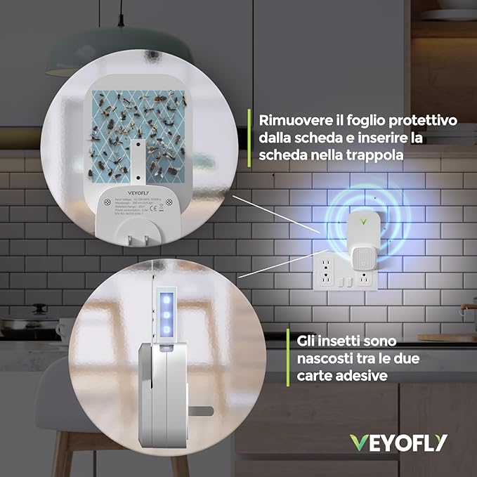 VEYOFLY Gnat Traps for House Indoor Refill, Fly Trap Indoor, Fruit Fly Traps for Indoors, Fly Catcher Indoor, Fly Trap, Plug in Catch for Fruit Flies, Moths, Gnats, Mosquito Trap (Pack of 5 Refills)