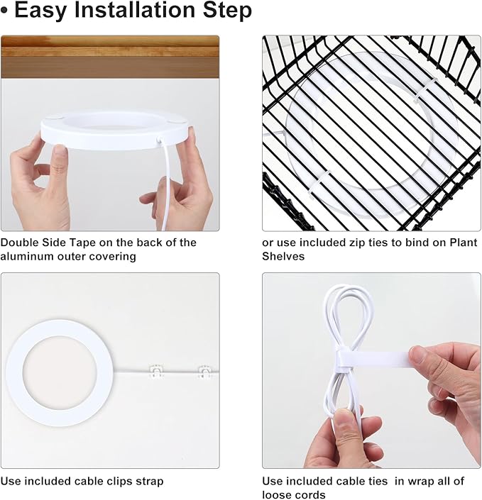 Full Spectrum Grow Light for Indoor Plants, 72 LEDs Halo Plant Light with Auto On/Off Timer (4/8/12H), 10-Level Brightness, 3 Lighting Modes, for Small Plants & Seedlings (White, One Head)