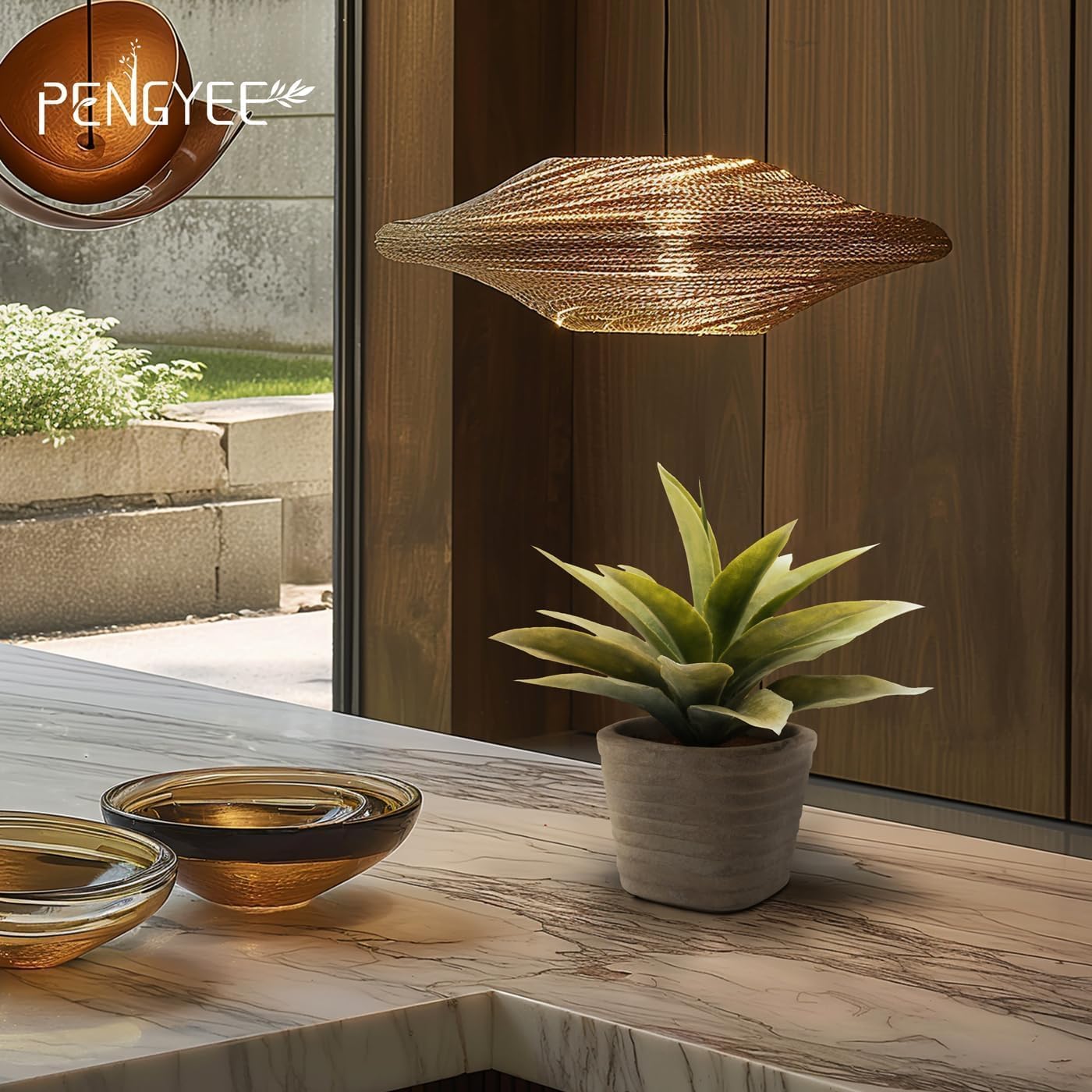 2 Pack Fake Plants 11.42 Inch, Artificial Agave Plants Potted, Faux Agave Plant Indoor for Home Room Office Bathroom Bedroom Kitchen Farmhouse Greenery Decor