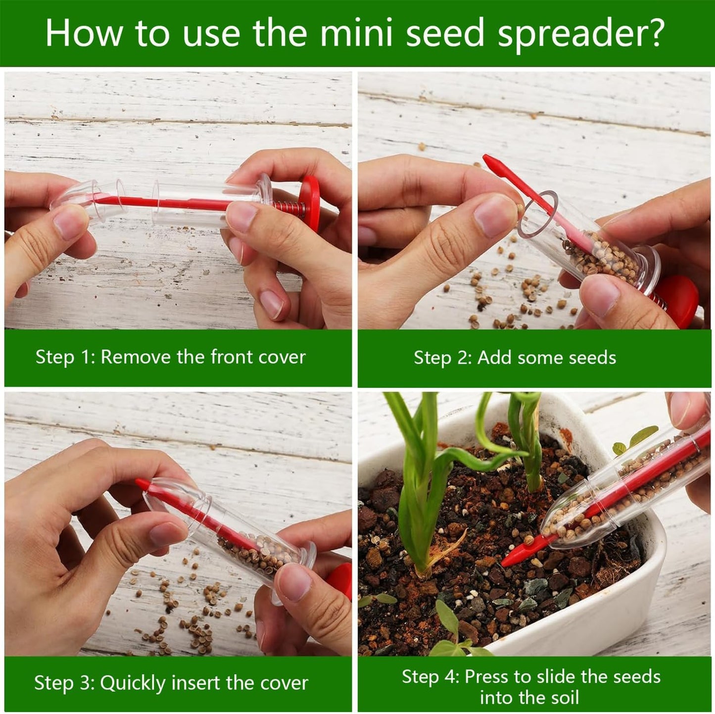 17 PCS Mini Seed Spreader, New Mini Gardening Spreaders, Mini Sowing Seed Dispenser, Reusable Handheld Small Seed Planter Tool for Tiny Seeds