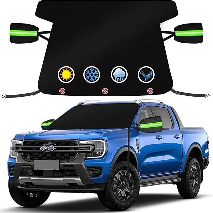 Car Windshield Cover for Ice and Snow, 600D Oxford Fabric Windshield Snow Cover Heavy Duty, Magnetic Car Anti-Snow Cover, Winter Frost Hail Protector for Most Sedan Truck SUV Van MPV (70 x 50 Inch)