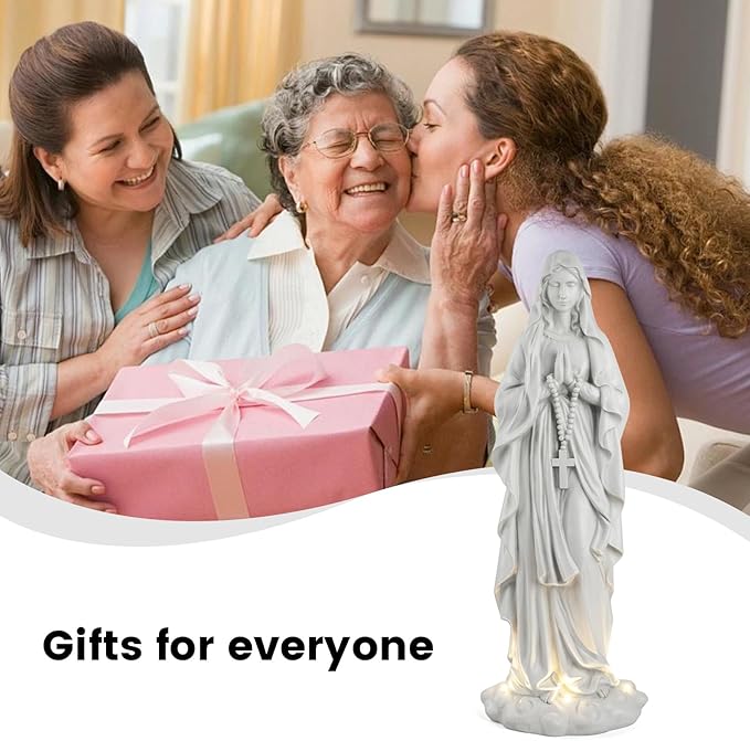 Virgin Mary Statue 31.49 Inch Religious Garden Statue Solar Mary Statue Outdoor Yard Patio Deck Home Entryway Hallway Sculpture