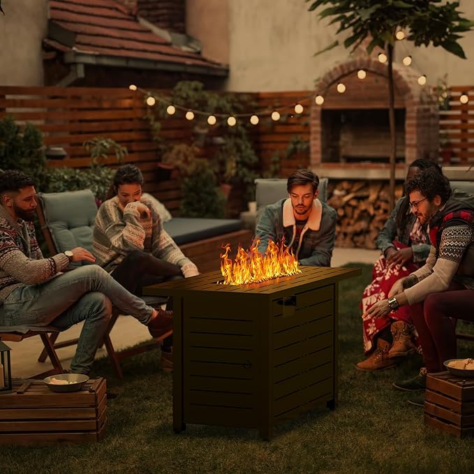 ZAFRO 43 Inch Propane Fire Pit CSA-Listed Outdoor Fire Table, 50,000 BTU Firepit Table with Lid and Lava Rock, Gas Fire Table for Outside Patio Garden Backyard Deck Balcony