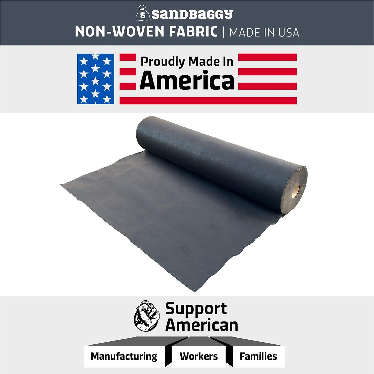 Sandbaggy Geotextile Pond Underlayment Padding | Made in USA | 50 YEAR Life* | Non Woven Fabric Protects Pond Liner From Damage | Made of Industrial Grade DOT Approved Fabric (20 ft x 20 ft or 400 sq ft)