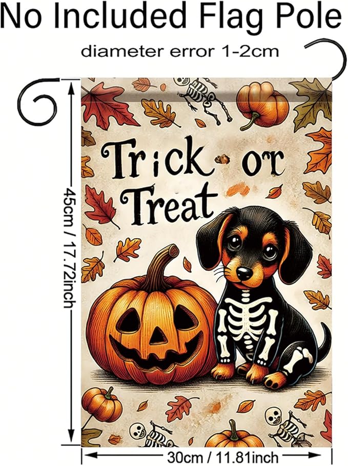 Halloween Garden Flag Beagle Trick or Treat Flag 12x18 Inches Double Sided Pumpkin Yard Banner for Outdoor Fall Lawn Porch Holiday Decoration Cute Pet Autumn Seasonal House Decor