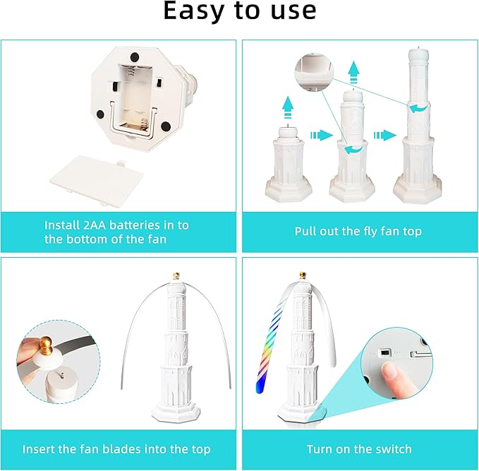 4pack Food Fan for indoor Meals,Portable Food Spinning Fan For Restaurant,Party,Picnic,Outdoor Dinner(White)