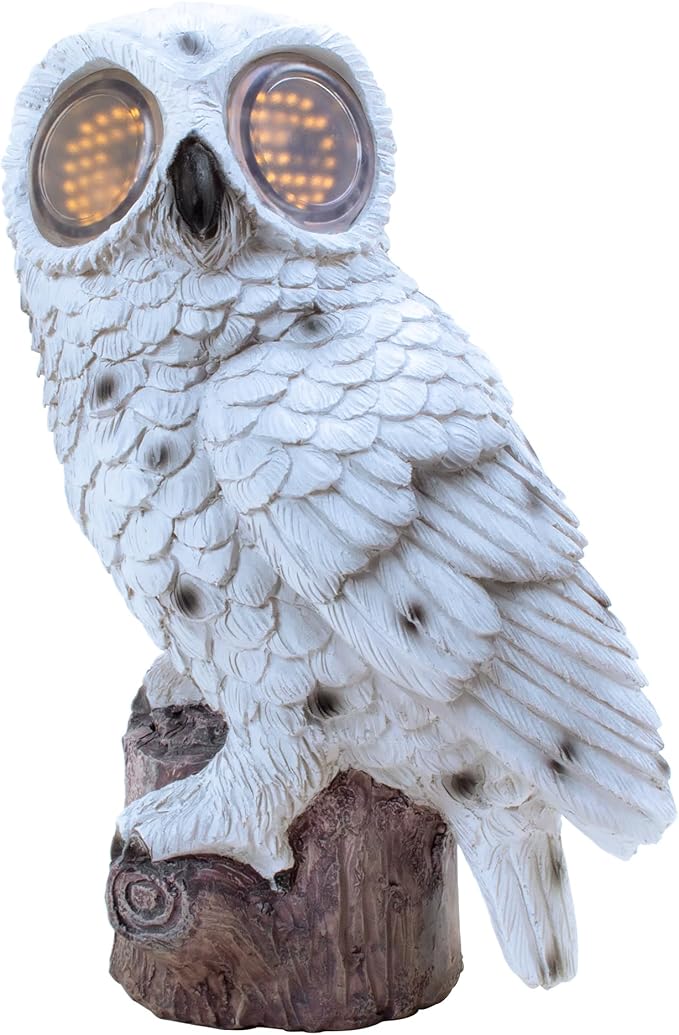 Solar Owl Garden Statue with Led Lights Waterproof Outdoor Decorative Lamp with Moving Eyes Perfect Unique Gift for Women, Moms and Garden Lovers Ideal for Yards Patios and Lawns