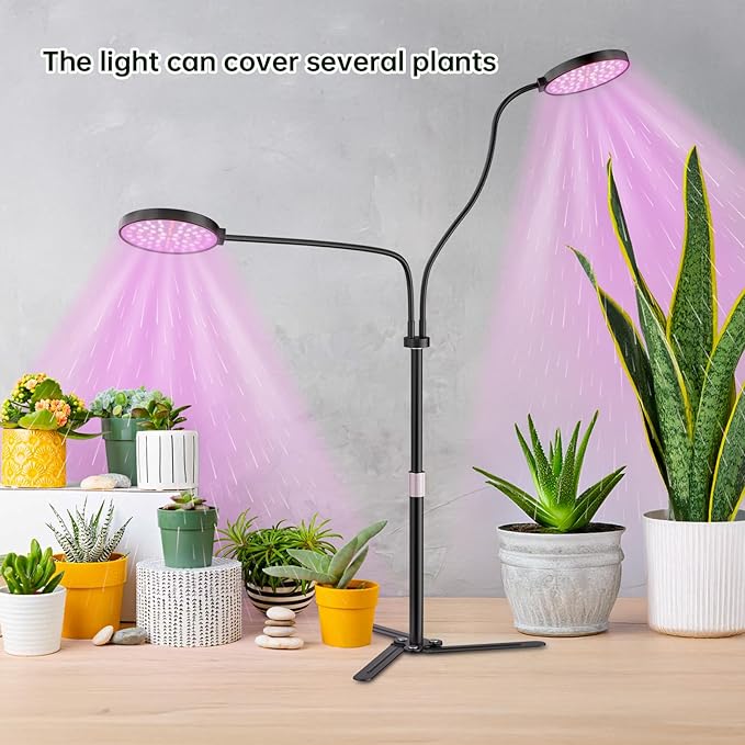 Super-Energy Tabletop LED Grow Lights 9.8"-32"Height Adjustable for Indoor Small/Medium Plants 6000K Full Spectrum with 3 Dimmable Model, Auto On Off Timing 3 9 12Hrs, 5 Brightness(Puck Black)