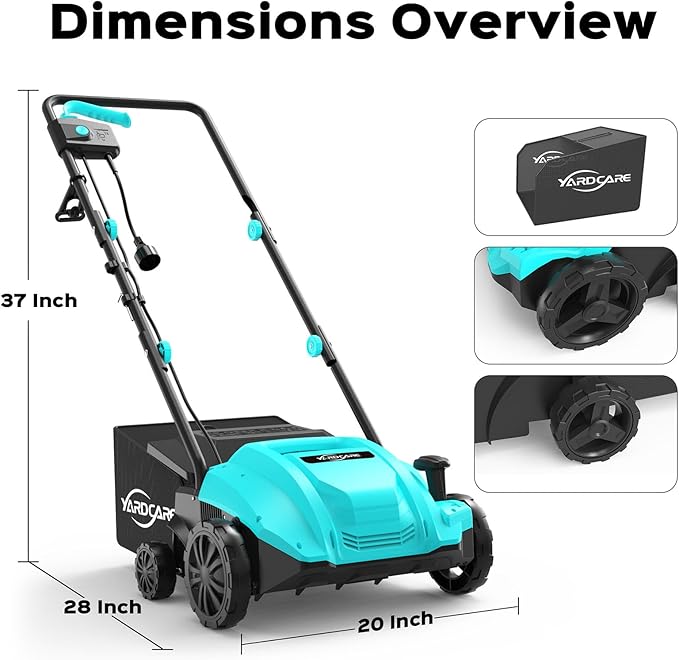 2-in-1 Electric Dethatcher & Scarifier, 12 Amp Lawn Tool with 8 Gal Collection Bag, Adjustable Depth, Powerful Motor for Healthier Grass