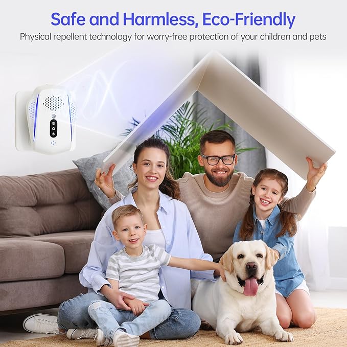 Ultrasonic Pest Control Repeller, 2025 Upgraded Ultrasonic System Mouse Traps Spider Mice Roach Bug Repellent Indoor Rodent Repellent Plug in, Mouse Deterrent for Home Kitchen Garage Warehouse