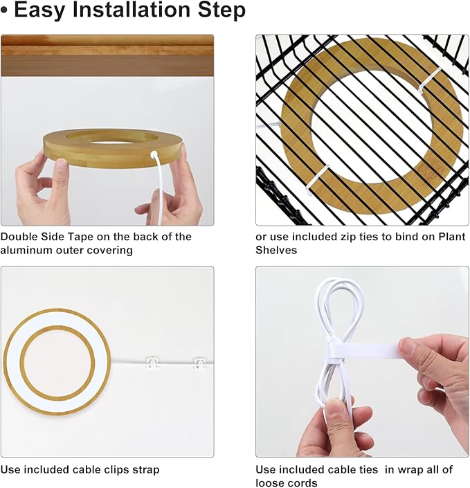Grow Light for Indoor Plants, 144 LEDs Full Spectrum Halo Plant Light with Auto On/Off Timer (4/8/12H), 10-Level Dimmable, 3 Lighting Modes for Small Plants, Bamboo (6.3 inch Dual Head)