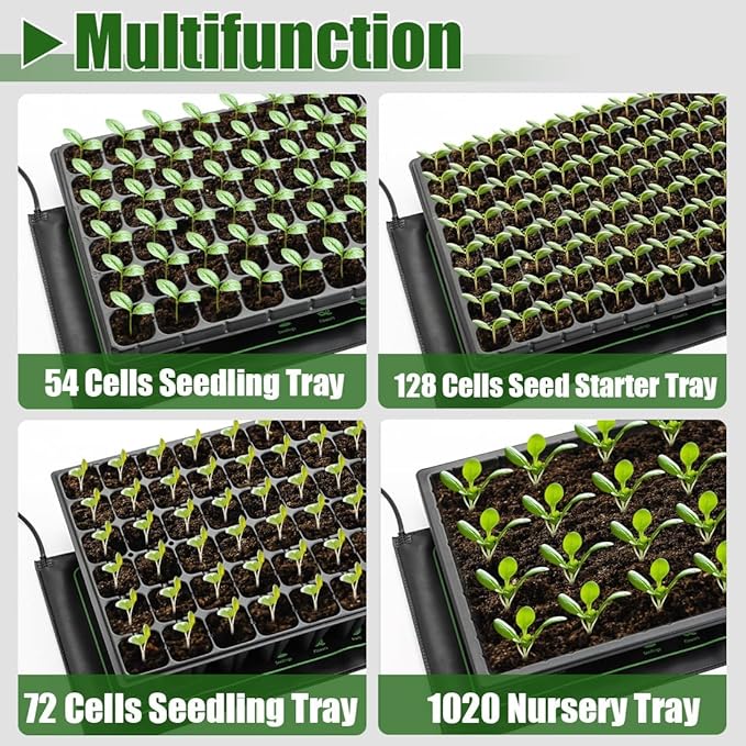 2 Pack Graphene Plant Heating Mat for 1020 Seedling Trays, 20W Waterproof Heating Pads for Seeds Germination and Microgreen Trays Thick and Reusable Gardening Gifts