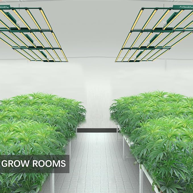 A ANLEOLIFE Stretchable LED Grow Lights with LM301H EVO Diodes 1000W Full Spectrum Dimmable Daisy Chain 5x7ft Coverage Bar Style Commercial Growing Lamp for Greenhouses Plants