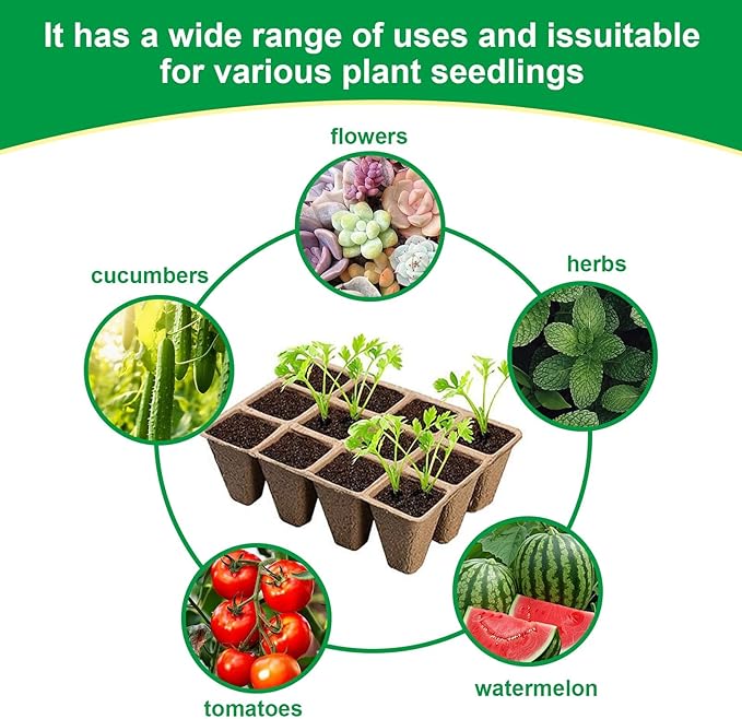 10 Pack Seedling Starter Trays - 120 Cells,Biodegradable Seed Starter Trays for Seedlings,Eco-Friendly Peat Pots