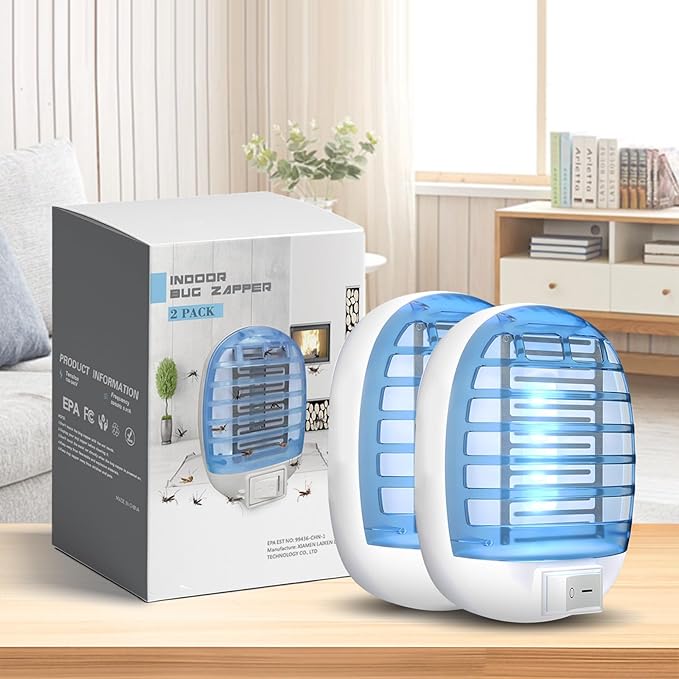 Indoor Bug Zappers, Mosquito Killer Indoor, Insect Traps for Home Mosquito Zapper for Baby & Pets, Kitchen, Living Room, Bedroom, Baby Room, Office (2 Pack)