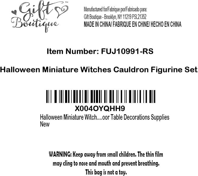 Gift Boutique Halloween Miniature Witches Cauldron Figurine Set of 4 Resin Light Up Decor for Spooky Vintage Indoor Outdoor Table Decorations Supplies