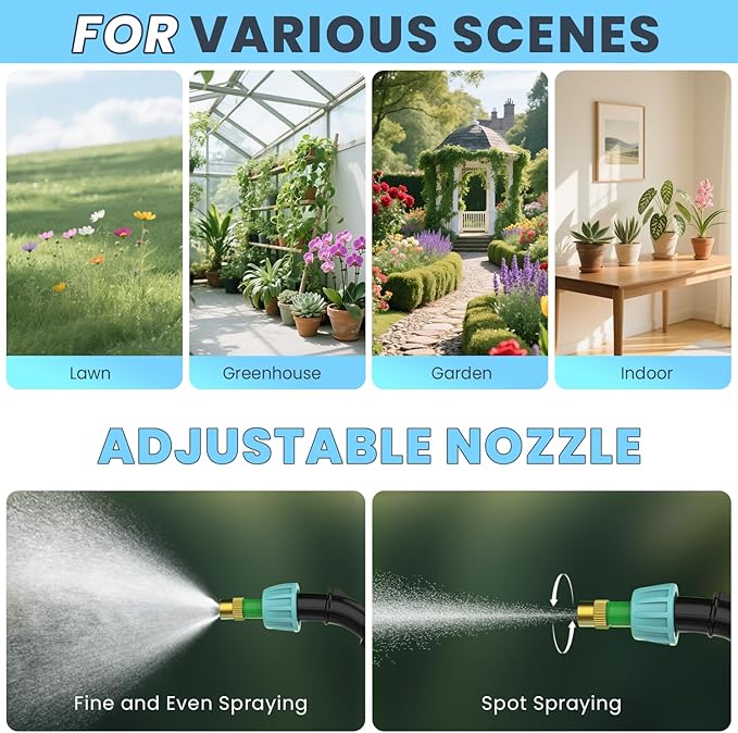 Battery Powered Sprayer 2 Gallon, Electric Garden Backpack Sprayer with 5 Mist Nozzles, Rechargeable Handle, Retractable Wand, Weed Yard Lawn Sprayer for Lawn, Garden Cleaning