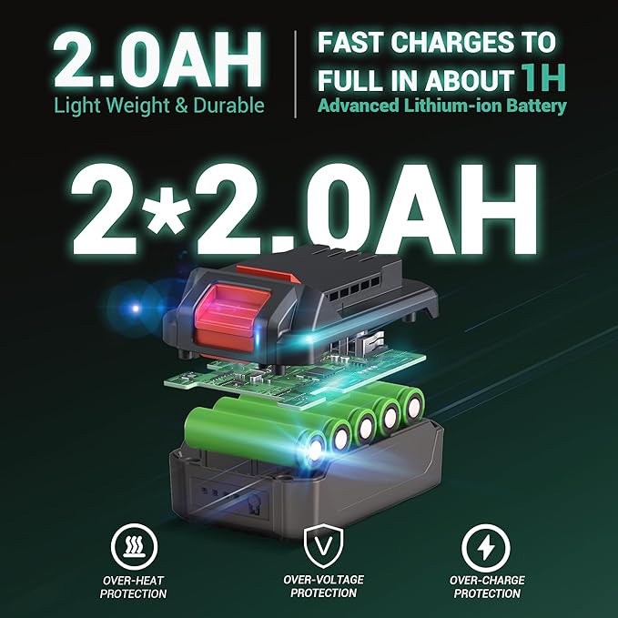 DCA 20V Brushless Blower Cordless Mini Hand Electric Vacuum,Lightweight Sweeper Vacuum with 2 Battery,Portable for Lawn Care/Dust/Pet Hair/Dust/Small Trash