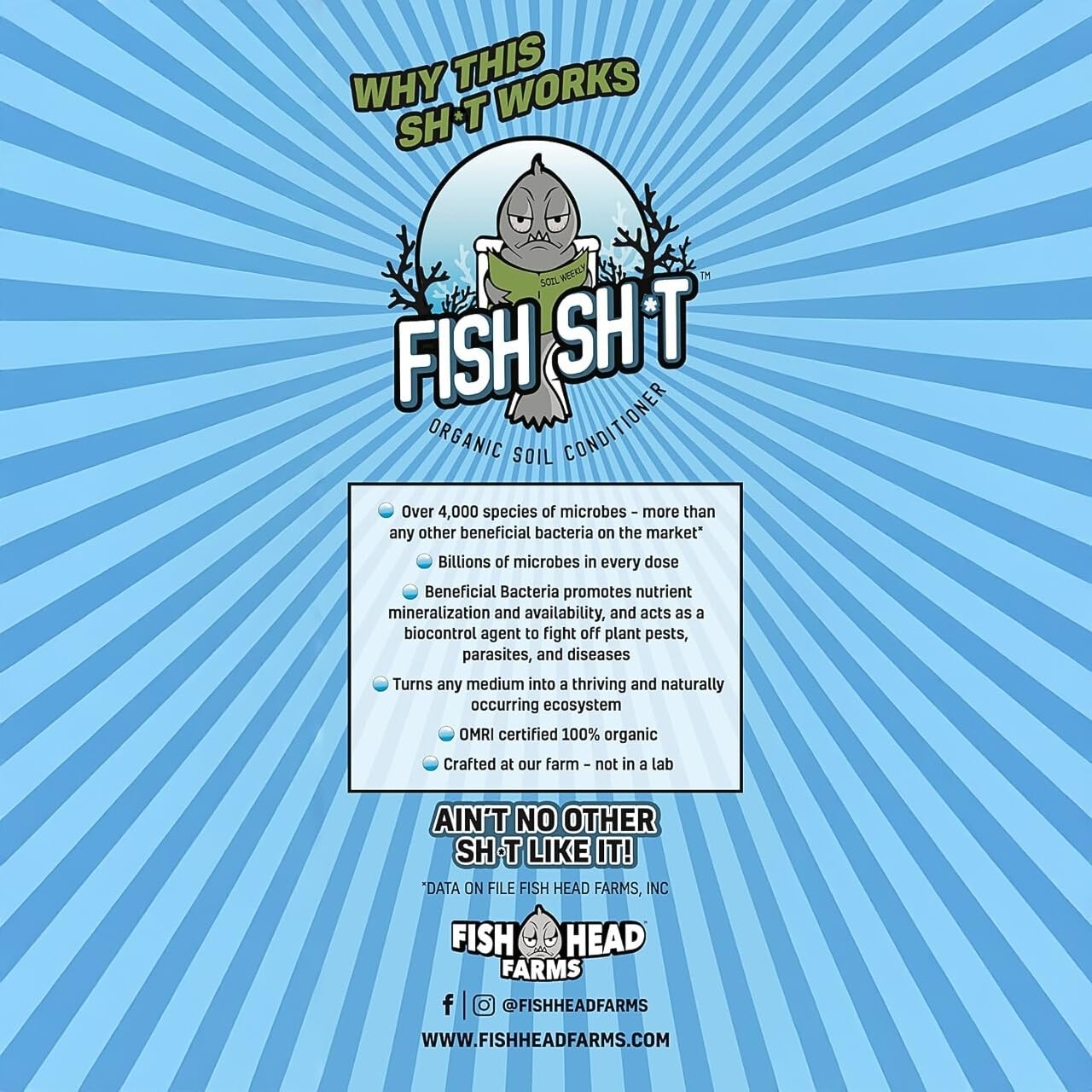 Fish Head Farms Organic Soil Conditioner for Yield and Flavor Enhancement. Improves Fertilizer Efficiency. Useful in Both Garden Soil and Hydroponics Applications - 1 Liter