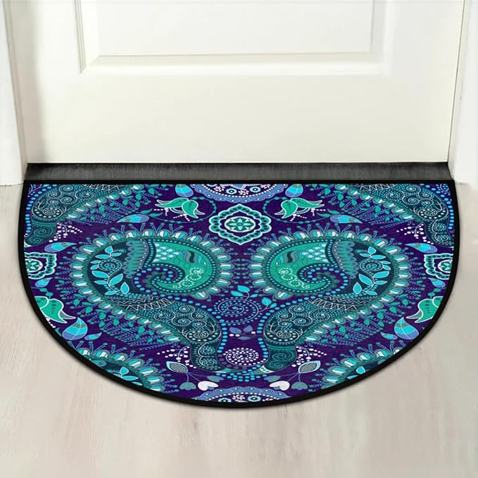 cfpolar Half Round Door Mat, Ocean Boho Semicircle Door Mats, Non Slip Area Rug Soft Doormat for Front Door Indoor Entrance Welcome Mat for Garage Patio Home Decor 24 x 36 in