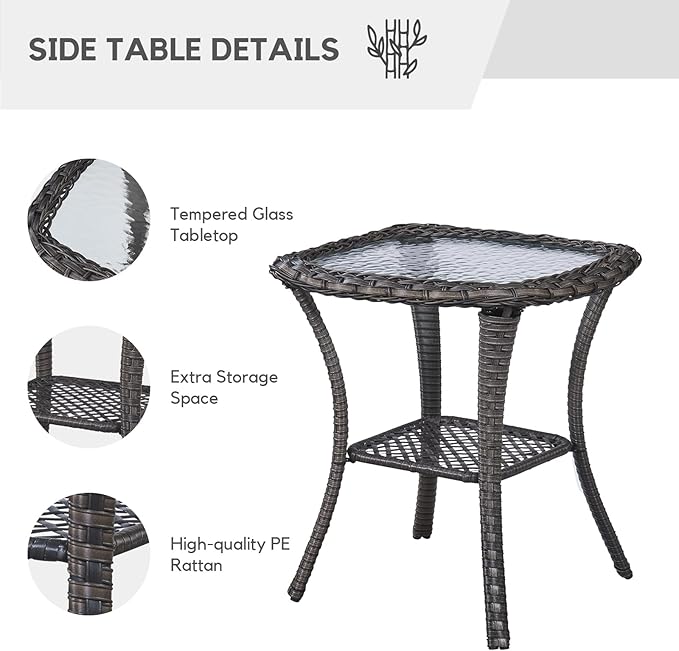 4 Pieces Patio Furniture Set with Fire Pit 50,000 BTU,Outdoor Swivel Rocker Chairs Set of 2 with PE Rattan Side Table,Wicker Outdoor Conversation Set with Rocking Chairs