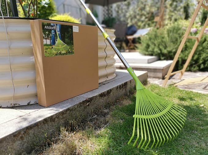 Metal Leaf Rake, 65" Long Handle Garden Rakes Lightweight, Lawn Rake with 24 Teeth Wide Steel Tines, Leaf Scoop Grabbers for Leaves, Debris,Grass, Pine Needles Pick