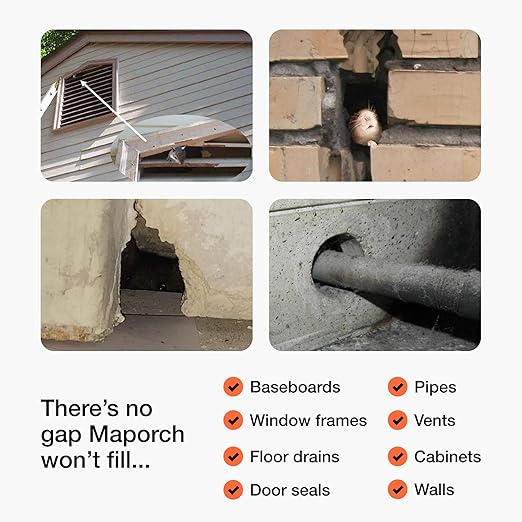 MaPorch Steel Wool Mouse Hole Filler - 3 Pack, 3.2 in x 7.5 ft - Metal Mesh Gap Filler for Walls & Pipes - DIY Kit with Gloves & Scissors - Mouse Prevention Rat Wire Mesh