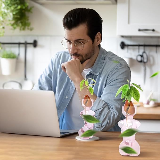 Propagation Vases for Plants Plant Propagation Jars Unique Body Avocado Vase Glass Planter Perfect for Seed Starting Water Rooting and Home Decor Gift for Father