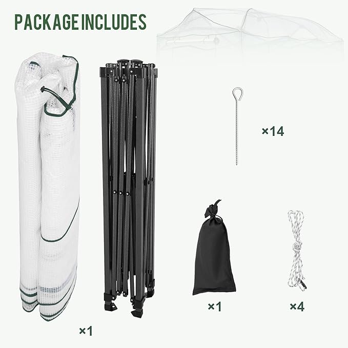 8.5 x 7 FT Walk-in Greenhouse, Portable Pop-up Green House 3 Adjustable Hights Heavy Duty Plant Gardening Canopy with Durable PE Cover for Indoor Outdoor (Clear and White)